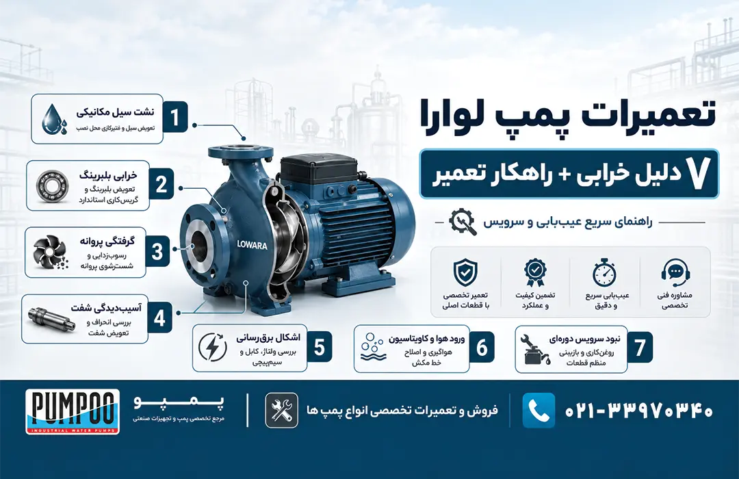 ۷ دلیل اصلی خرابی پمپ لوارا و راهنمای گامبهگام تعمیر