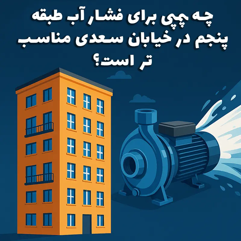 پمپی مناسب برای تأمین فشار آب طبقه پنجم در یک ساختمان چندطبقه