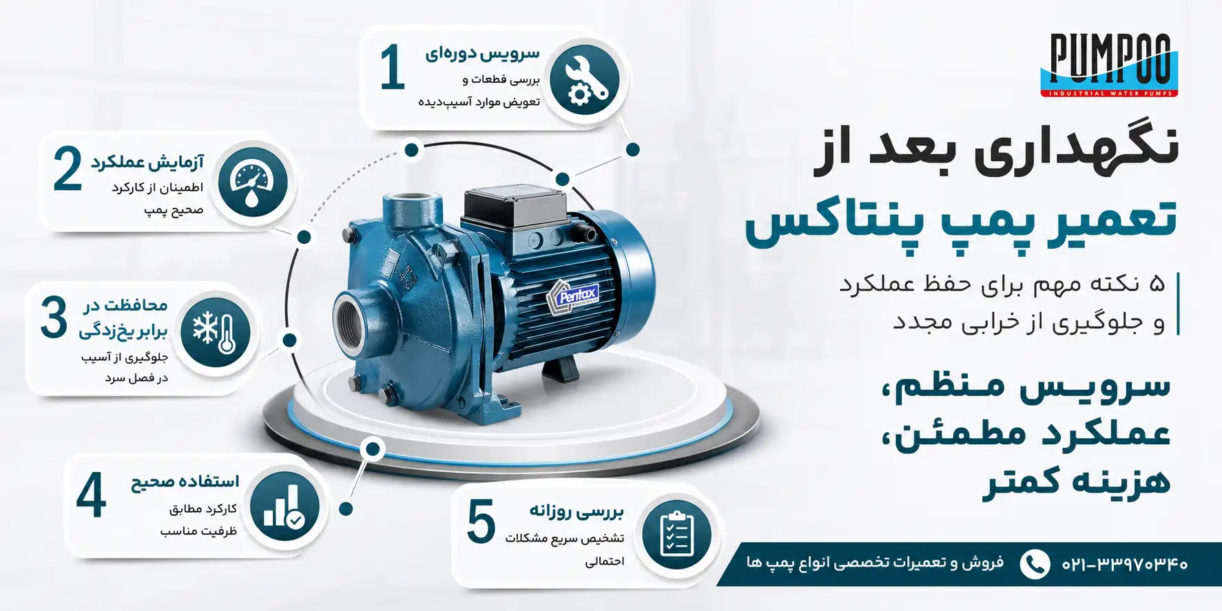 نگهداری بعد از تعمیر پمپ آب پنتاکس
