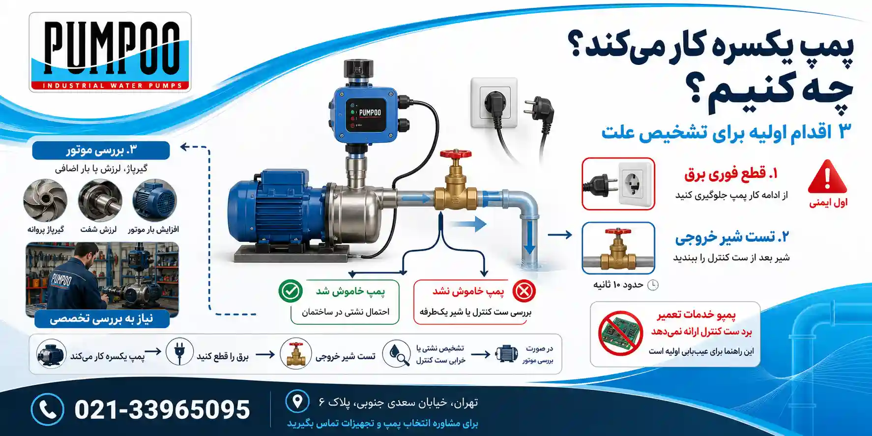 اقدامات ضروری هنگام یکسره کار کردن پمپ آب