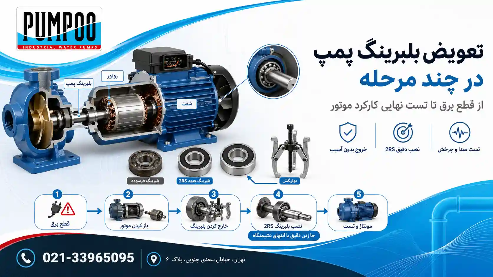 نحوه تعویض بلبرینگ پمپ آب خانگی