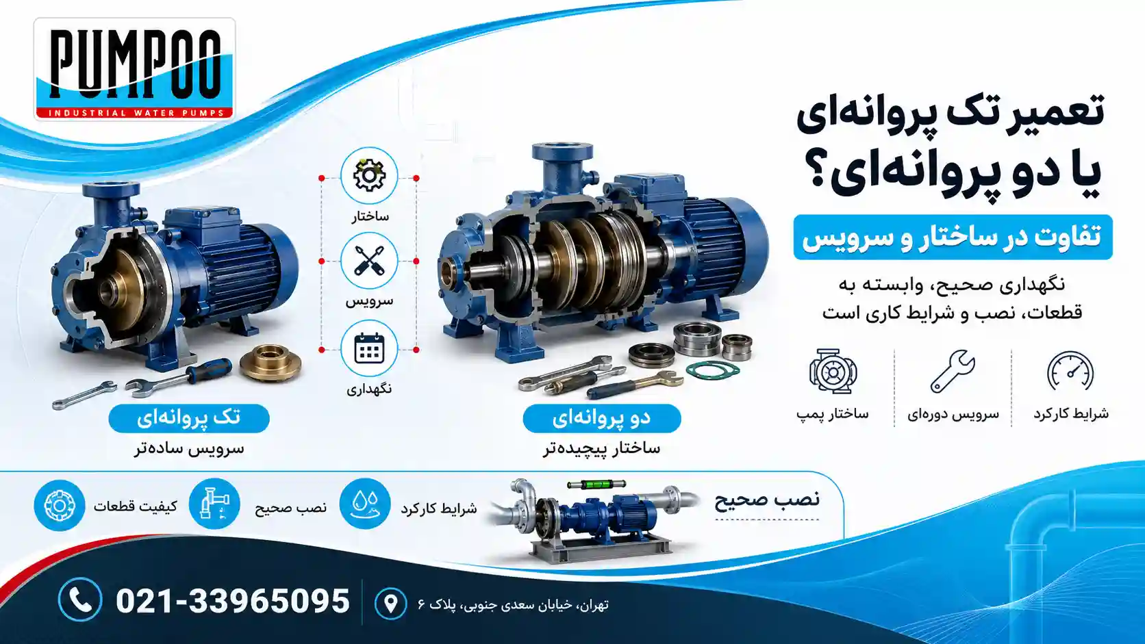 مقایسه تعمیر و نگهداری پمپ آب تک پروانه ای و دو پروانه ای