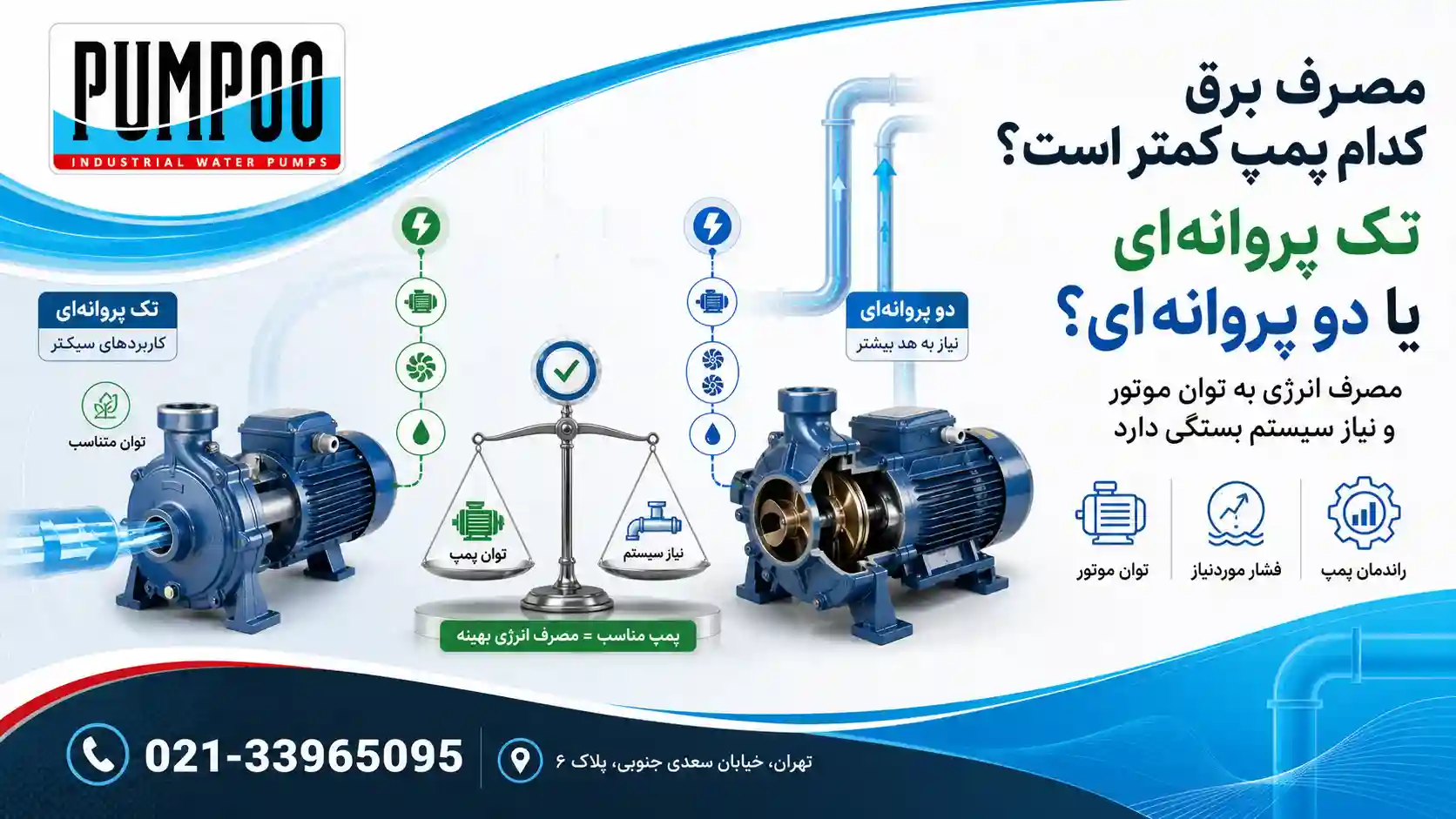 مصرف برق پمپ تک پروانه ای کمتر است یا دو پروانه ای؟